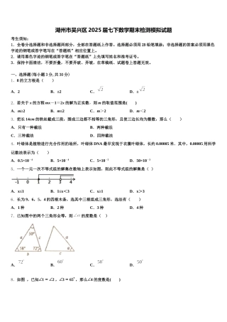 湖州市吴兴区2025届七下数学期末检测模拟试题含解析