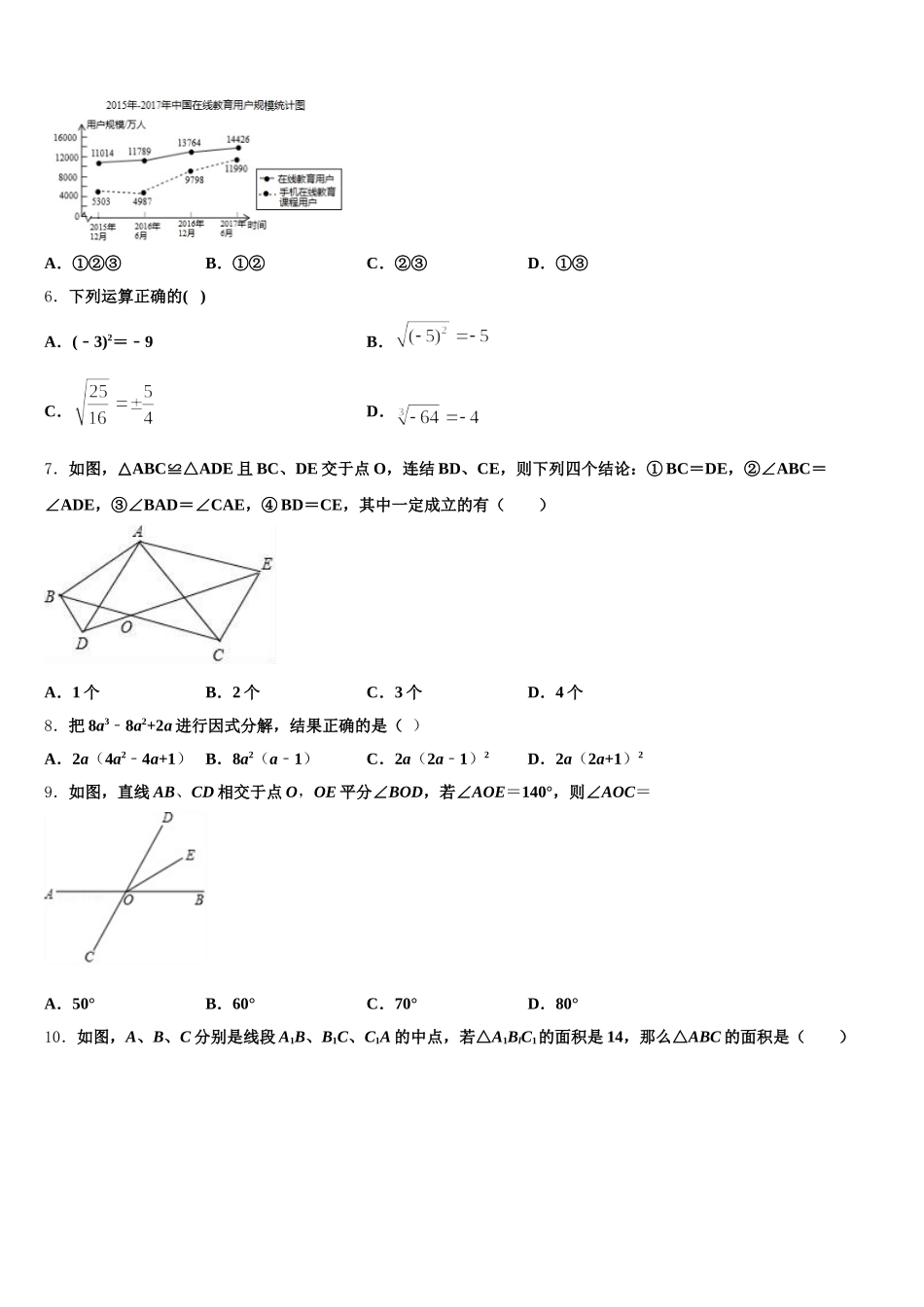 浙江省台州市名校2025年七年级数学第二学期期末检测模拟试题含解析_第2页