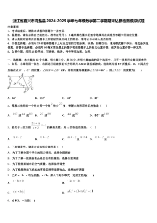 浙江省嘉兴市海盐县2024-2025学年七年级数学第二学期期末达标检测模拟试题含解析