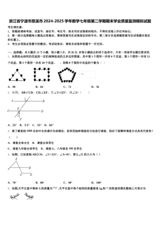 浙江省宁波市慈溪市2024-2025学年数学七年级第二学期期末学业质量监测模拟试题含解析