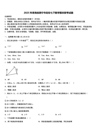 2025年青海省西宁市名校七下数学期末联考试题含解析
