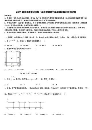 2025届海北市重点中学七年级数学第二学期期末复习检测试题含解析
