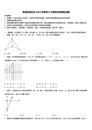 青海省海北市2025年数学七下期末统考模拟试题含解析