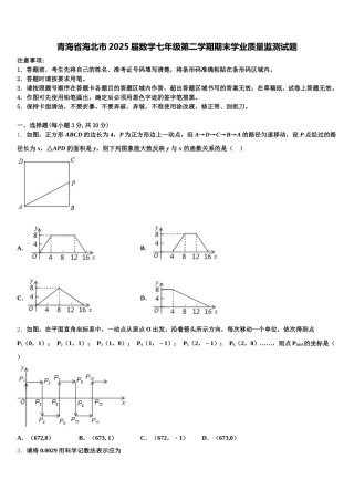 青海省海北市2025届数学七年级第二学期期末学业质量监测试题含解析