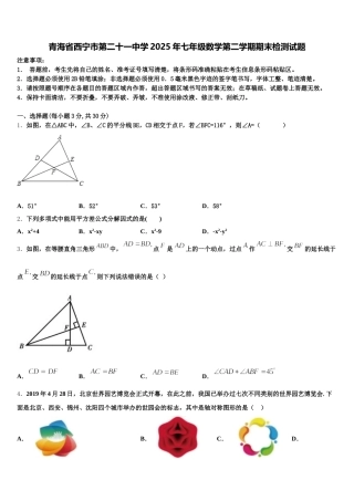 青海省西宁市第二十一中学2025年七年级数学第二学期期末检测试题含解析