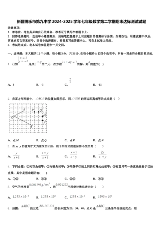 新疆博乐市第九中学2024-2025学年七年级数学第二学期期末达标测试试题含解析