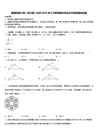 新疆兵团八师一四三团一中学2025年七下数学期末学业水平测试模拟试题含解析