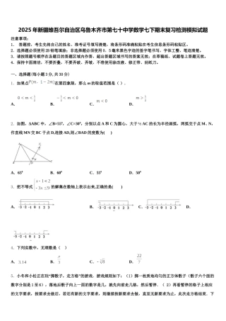 2025年新疆维吾尔自治区乌鲁木齐市第七十中学数学七下期末复习检测模拟试题含解析