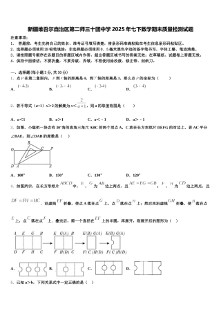 新疆维吾尔自治区第二师三十团中学2025年七下数学期末质量检测试题含解析