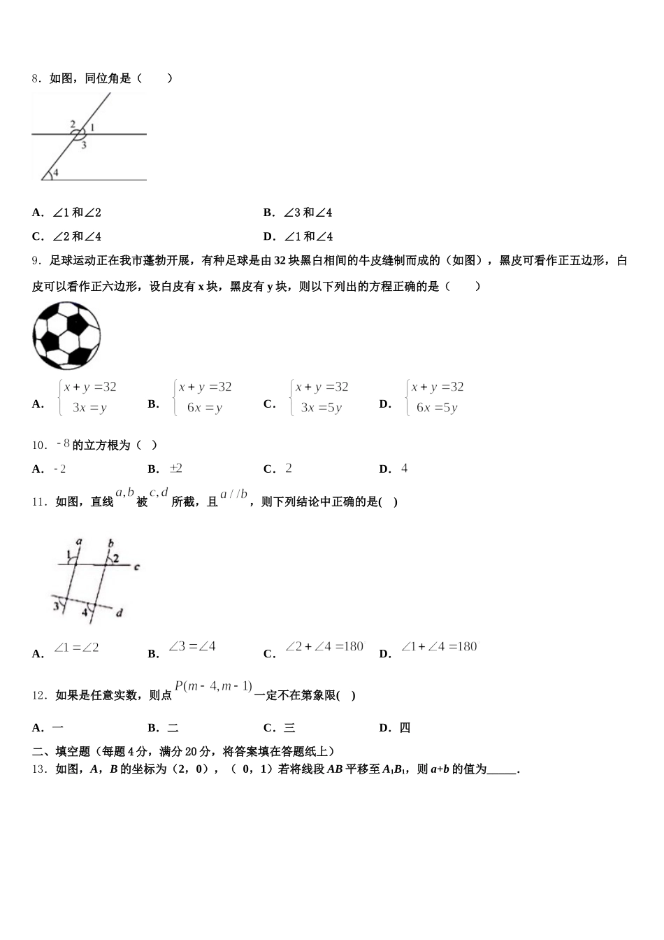 2024-2025学年杠杆专题-新疆哈密市第四中学七下数学期末质量跟踪监视模拟试题含解析_第2页