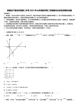 新疆生产建设兵团第二中学2025年七年级数学第二学期期末达标检测模拟试题含解析