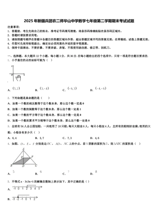 2025年新疆兵团农二师华山中学数学七年级第二学期期末考试试题含解析
