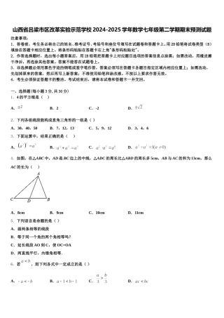 山西省吕梁市区改革实验示范学校2024-2025学年数学七年级第二学期期末预测试题含解析