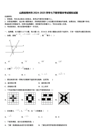 山西省朔州市2024-2025学年七下数学期末考试模拟试题含解析