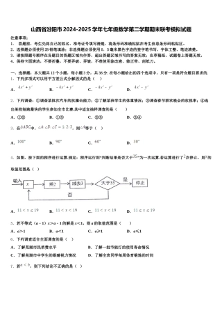 山西省汾阳市2024-2025学年七年级数学第二学期期末联考模拟试题含解析