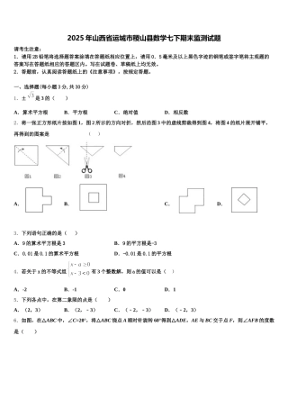 2025年山西省运城市稷山县数学七下期末监测试题含解析