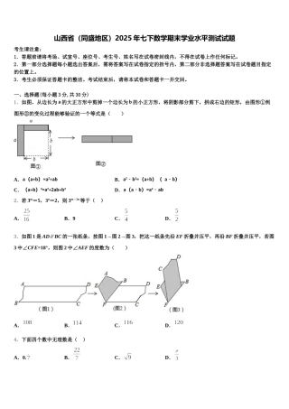 山西省（同盛地区）2025年七下数学期末学业水平测试试题含解析