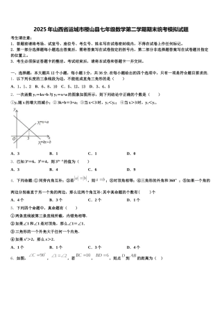 2025年山西省运城市稷山县七年级数学第二学期期末统考模拟试题含解析