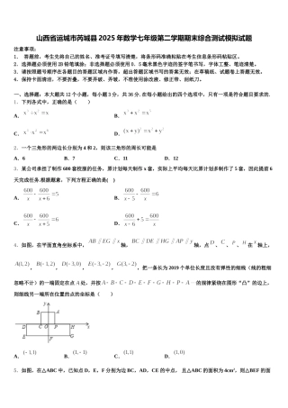 山西省运城市芮城县2025年数学七年级第二学期期末综合测试模拟试题含解析