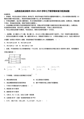 山西省吕梁汾阳市2024-2025学年七下数学期末复习检测试题含解析