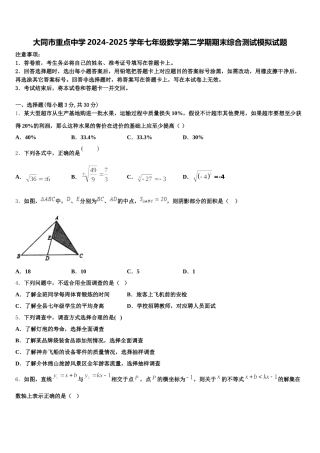 大同市重点中学2024-2025学年七年级数学第二学期期末综合测试模拟试题含解析