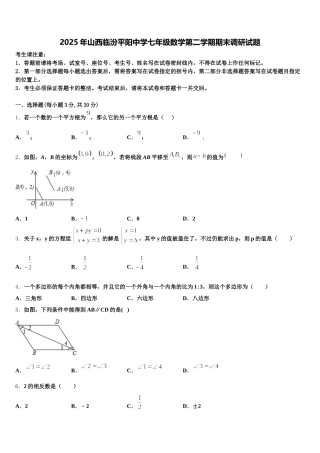 2025年山西临汾平阳中学七年级数学第二学期期末调研试题含解析