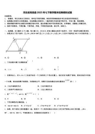 河北省高邑县2025年七下数学期末经典模拟试题含解析