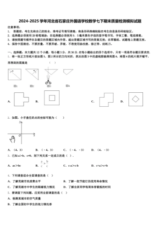 2024-2025学年河北省石家庄外国语学校数学七下期末质量检测模拟试题含解析