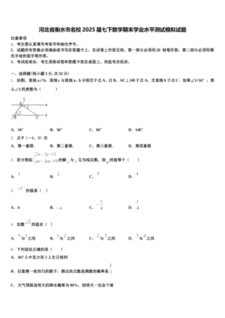 河北省衡水市名校2025届七下数学期末学业水平测试模拟试题含解析