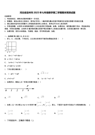 河北省定州市2025年七年级数学第二学期期末预测试题含解析