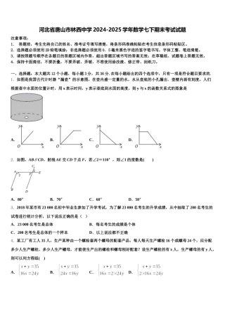 河北省唐山市林西中学2024-2025学年数学七下期末考试试题含解析