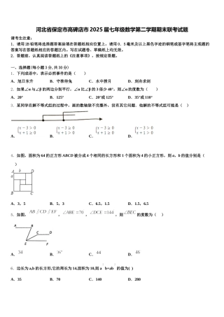 河北省保定市高碑店市2025届七年级数学第二学期期末联考试题含解析