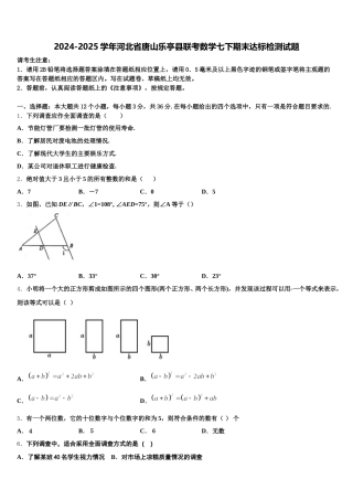 2024-2025学年河北省唐山乐亭县联考数学七下期末达标检测试题含解析