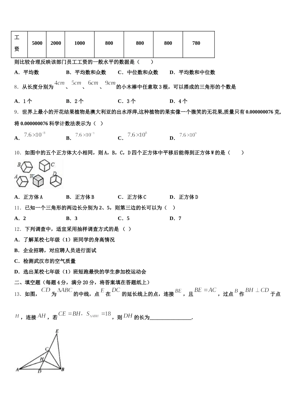 河北省石家庄市28中学教育集团2025届数学七下期末经典模拟试题含解析_第2页