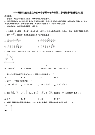 2025届河北省石家庄市四十中学数学七年级第二学期期末调研模拟试题含解析