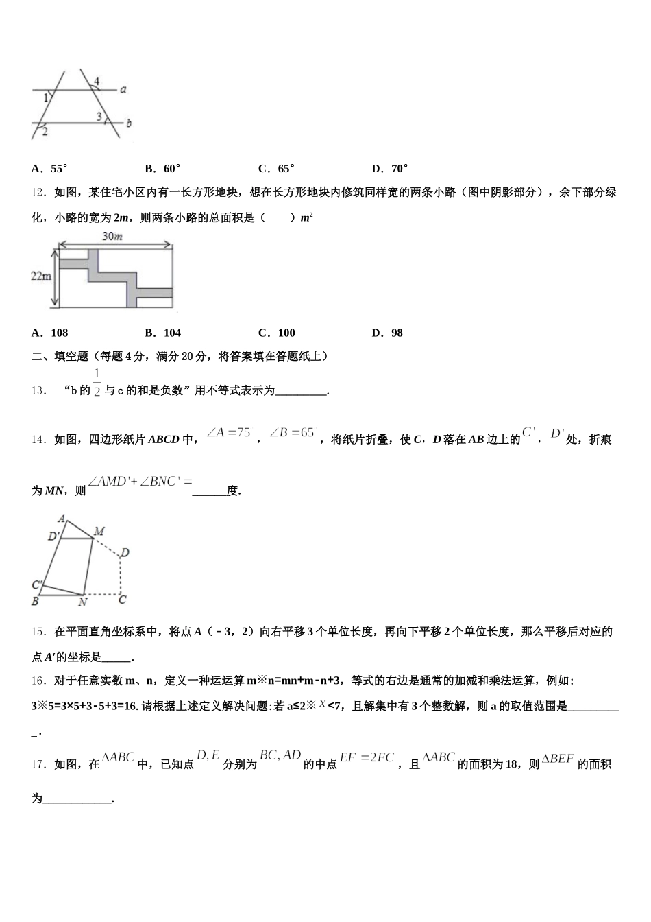 2025年河北省邯郸市邯郸市育华中学数学七年级第二学期期末学业水平测试模拟试题含解析_第3页