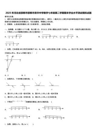 2025年河北省邯郸市邯郸市育华中学数学七年级第二学期期末学业水平测试模拟试题含解析