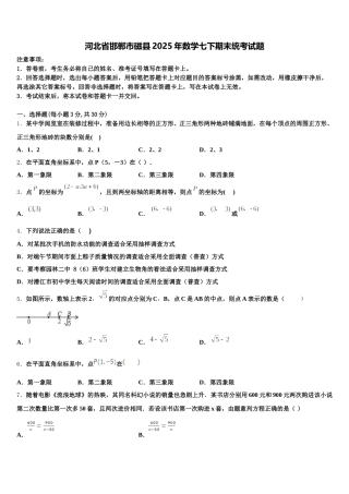 河北省邯郸市磁县2025年数学七下期末统考试题含解析