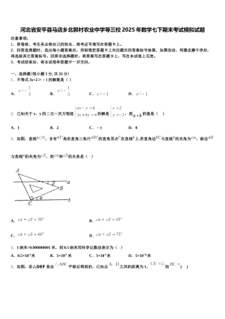 河北省安平县马店乡北郭村农业中学等三校2025年数学七下期末考试模拟试题含解析