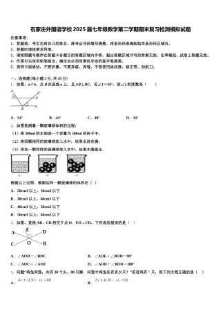 石家庄外国语学校2025届七年级数学第二学期期末复习检测模拟试题含解析