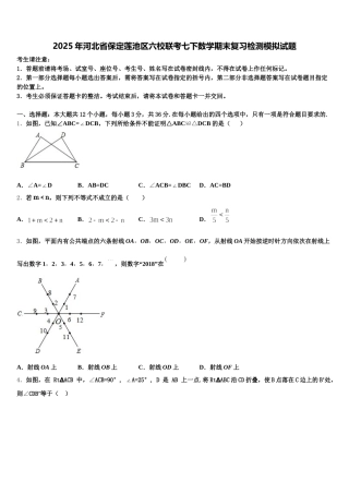 2025年河北省保定莲池区六校联考七下数学期末复习检测模拟试题含解析