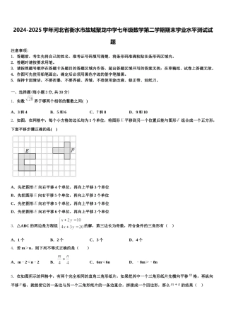 2024-2025学年河北省衡水市故城聚龙中学七年级数学第二学期期末学业水平测试试题含解析