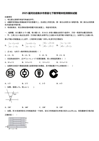 2025届河北省衡水市景县七下数学期末检测模拟试题含解析