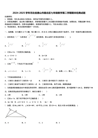 2024-2025学年河北省唐山市路北区七年级数学第二学期期末经典试题含解析