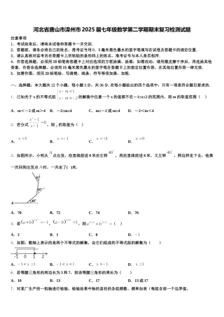河北省唐山市滦州市2025届七年级数学第二学期期末复习检测试题含解析