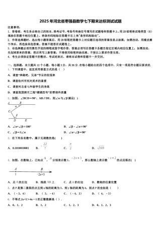 2025年河北省枣强县数学七下期末达标测试试题含解析
