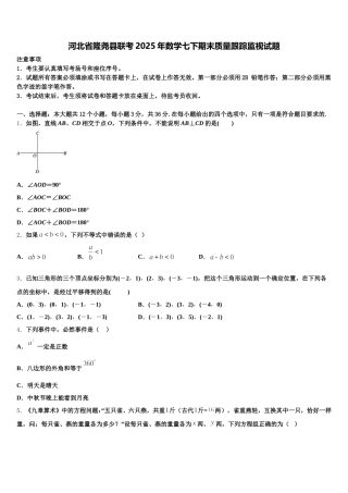 河北省隆尧县联考2025年数学七下期末质量跟踪监视试题含解析