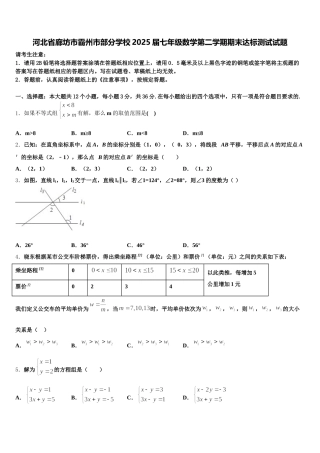河北省廊坊市霸州市部分学校2025届七年级数学第二学期期末达标测试试题含解析