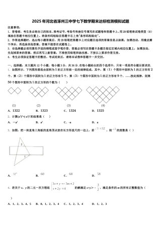 2025年河北省涿州三中学七下数学期末达标检测模拟试题含解析