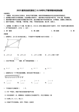 2025届河北省石家庄二十八中学七下数学期末检测试题含解析